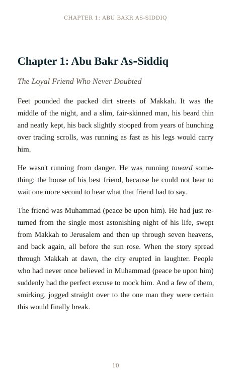 Opening page of Chapter 1, Abu Bakr As-Siddiq